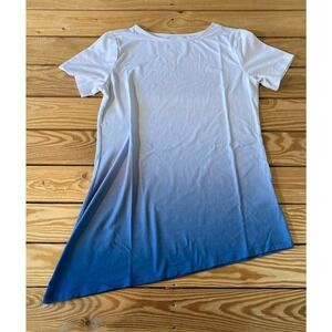 NEW Elizabeth & Clarke Dip Dye Staintech Asymmetrical Hem Knit Top 2XS